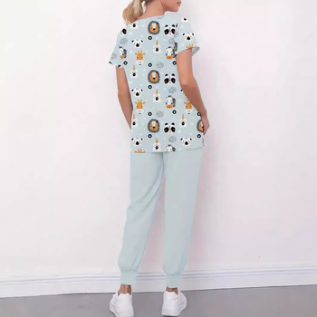 Otsemüük Hulgimüük Laos Naiste V-kaelusega tavaliste õlgadega kitsa lõikega lühikeste varrukatega topelttaskutega õe vormiriietus 3D-digitaalprintimisega