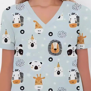 Otsemüük Hulgimüük Laos Naiste V-kaelusega tavaliste õlgadega kitsa lõikega lühikeste varrukatega topelttaskutega õe vormiriietus 3D-digitaalprintimisega