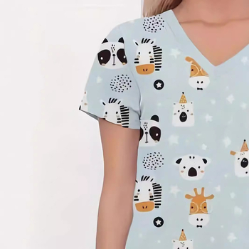 Otsemüük Hulgimüük Laos Naiste V-kaelusega tavaliste õlgadega kitsa lõikega lühikeste varrukatega topelttaskutega õe vormiriietus 3D-digitaalprintimisega