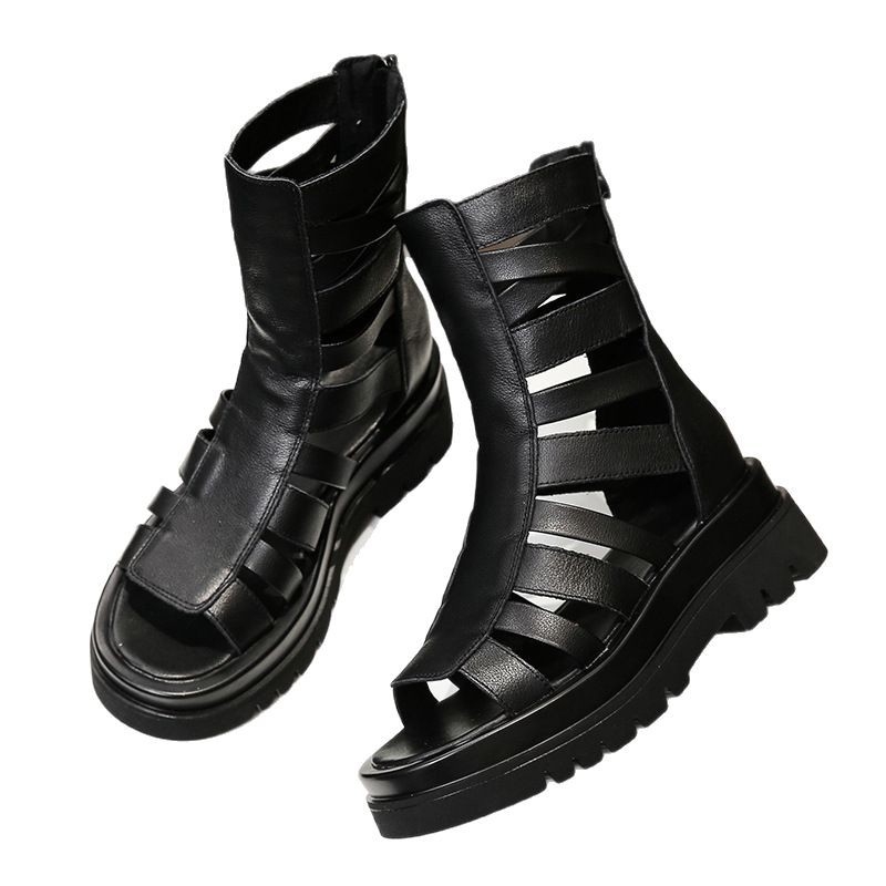 Proljeće i ljeto 2025. Vanjska trgovina Debelo podnožje s platformom i križnim remenom Modne srednje visoke cipele Cool čizme Ženske martin čizme