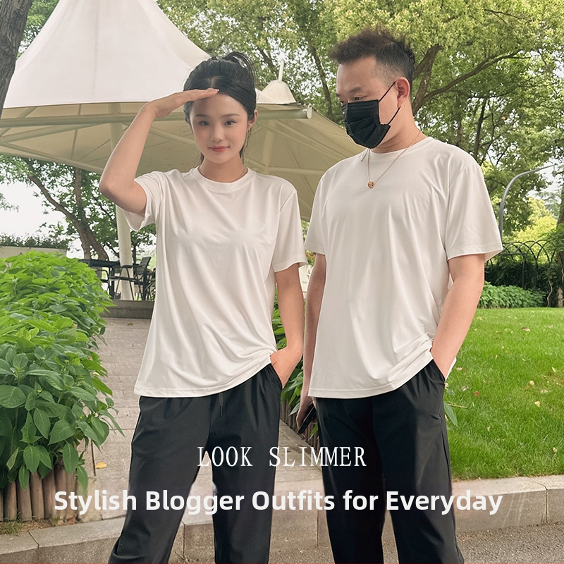 Yue Xiaomian Non-Stick T2024 Letné ležérne voľné čistofarebné tričko s okrúhlym výstrihom a polovičnými rukávmi pre mužov a ženy, módne a ležérne