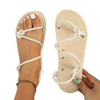 Nove ljetne ležerne ženske sandale za 2025., ravne, udobne, s mekim potplatom, rimske ženske cipele za plažu, 43