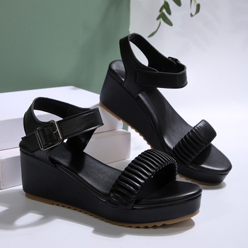Dámske sandále na kline v plus size veľkosti, nové, európske a americké, hrubé, s prackou, rybí ústa, móda, cezhraničná výroba, skladom