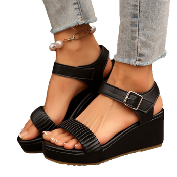 Dámske sandále na kline v plus size veľkosti, nové, európske a americké, hrubé, s prackou, rybí ústa, móda, cezhraničná výroba, skladom