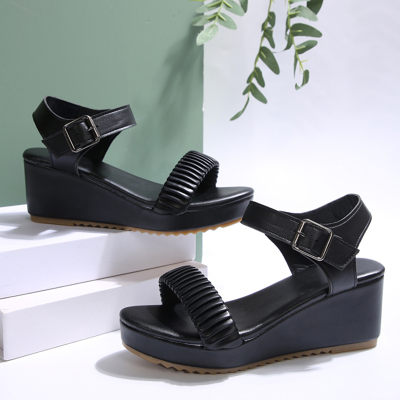 Dámske sandále na kline v plus size veľkosti, nové, európske a americké, hrubé, s prackou, rybí ústa, móda, cezhraničná výroba, skladom
