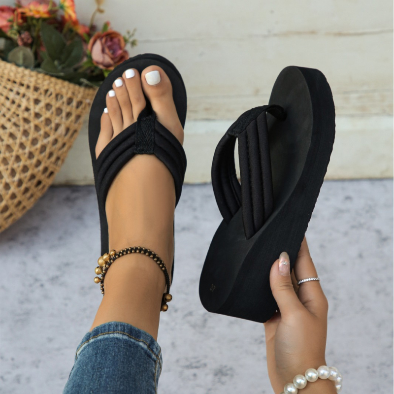 Dámske žabky s hrubou podrážkou a klinovým vzorom v tvare rybej kosti, letné nové módne pohodlné ležérne plážové topánky, veľkoobchod