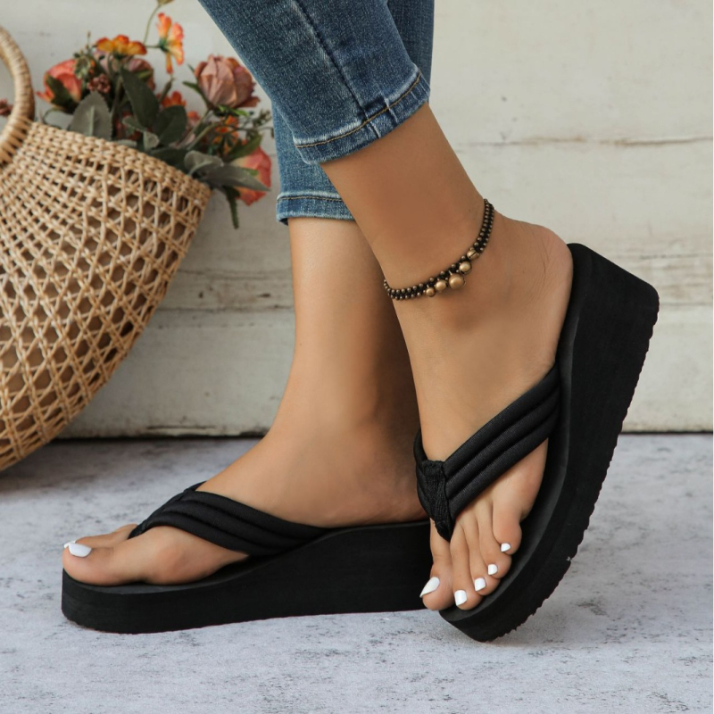 Dámske žabky s hrubou podrážkou a klinovým vzorom v tvare rybej kosti, letné nové módne pohodlné ležérne plážové topánky, veľkoobchod