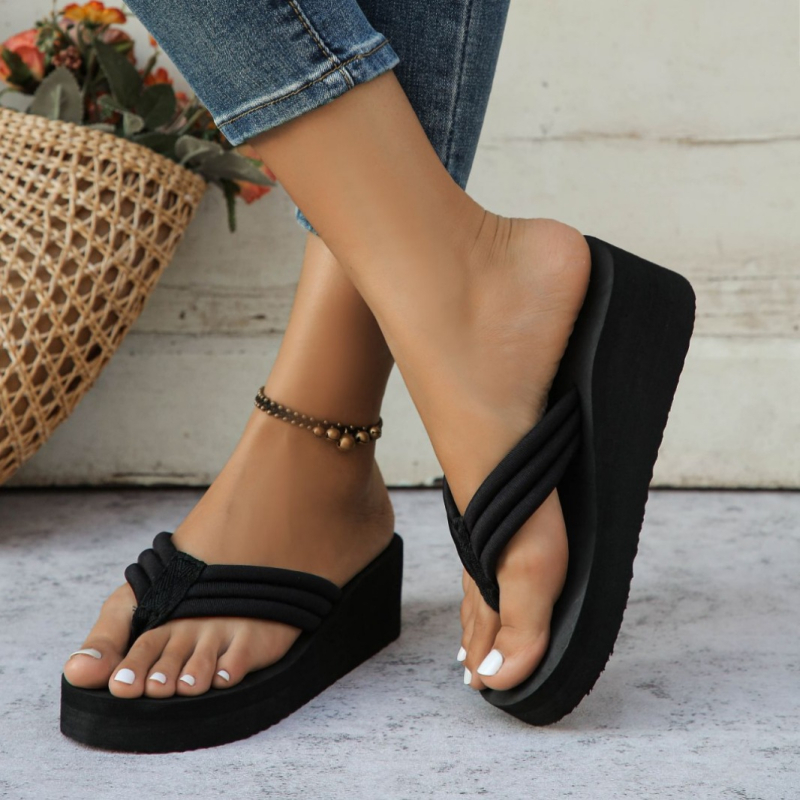 Dámske žabky s hrubou podrážkou a klinovým vzorom v tvare rybej kosti, letné nové módne pohodlné ležérne plážové topánky, veľkoobchod