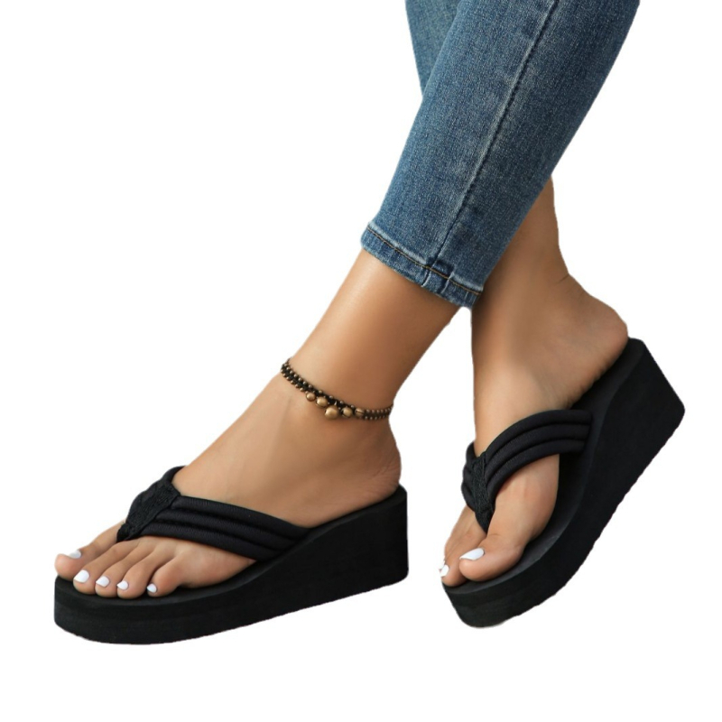 Dámske žabky s hrubou podrážkou a klinovým vzorom v tvare rybej kosti, letné nové módne pohodlné ležérne plážové topánky, veľkoobchod