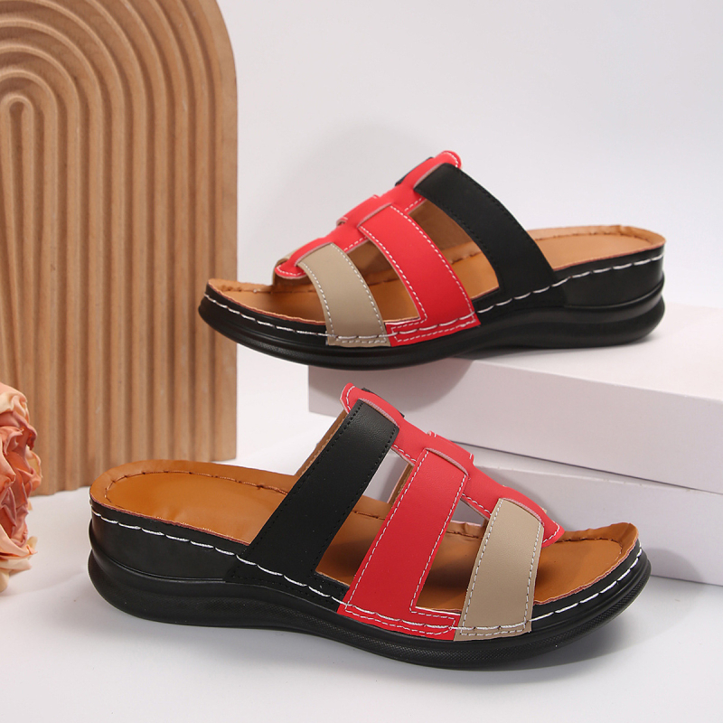 Ženske papuče na klin, ljeto 2024., nova modna europska i američka vanjska trgovina, plus size, šivanje, boja ribljih usta, papuče za plažu, usklađene