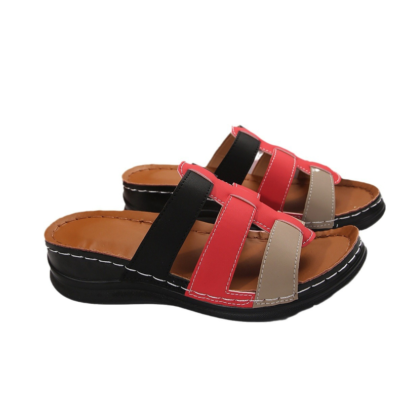 Ženske papuče na klin, ljeto 2024., nova modna europska i američka vanjska trgovina, plus size, šivanje, boja ribljih usta, papuče za plažu, usklađene