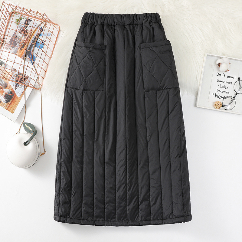 Suknja za jesen i zimu, rasprodaja, ženska, visokog struka, pamučna, topla, zadebljana, otporna na vjetar, jednodijelna duga suknja