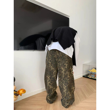 Vysokokvalitné leopardové farebné nohavice pre ženy, jesenné nové 2024, módne kórejské módne, univerzálne, ležérne, retro, trendy nohavice
