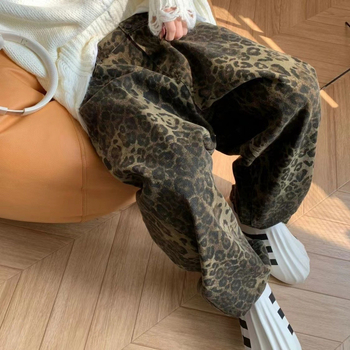 Vysokokvalitné leopardové farebné nohavice pre ženy, jesenné nové 2024, módne kórejské módne, univerzálne, ležérne, retro, trendy nohavice