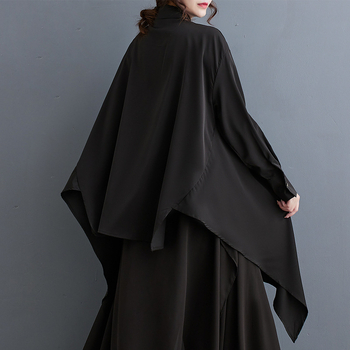 Real Shot 2024 Proljeće Nova široka tamna nova košulja s kineskim kaligrafskim printom Nepravilna najlakša za usklađivanje Široke suknje Hlače