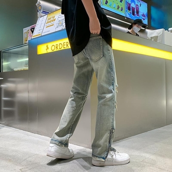 Jarné a jesenné luxusné staré americké ležérne retro roztrhané džínsy pánske európske a americké módne značky malých rovných nohavíc jarná móda
