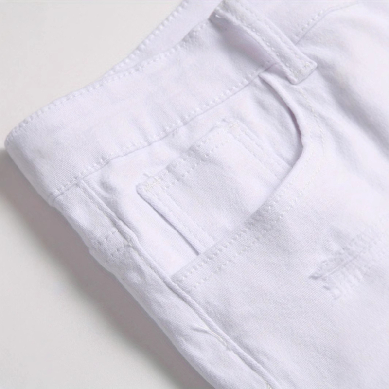 Nove muške europske i američke uske modne ležerne jednobojne tajice s rupicama