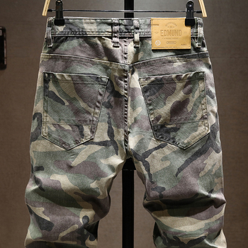 Muške uske ravne, rastezljive traperice europskog i američkog modnog brenda, radne traperice s prošivenim materijalom, oprane, ležerne, jesenske, nove