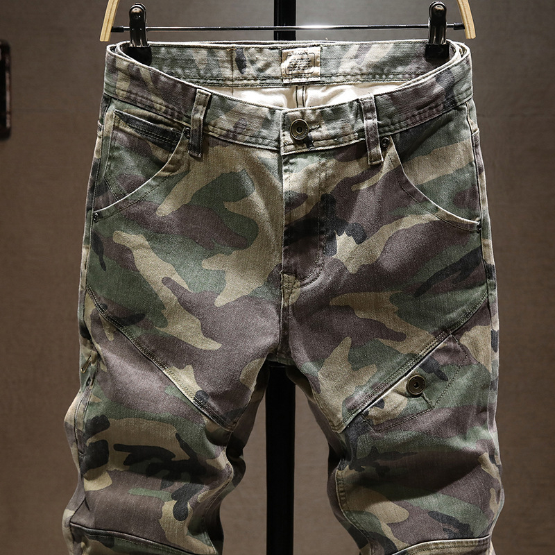 Muške uske ravne, rastezljive traperice europskog i američkog modnog brenda, radne traperice s prošivenim materijalom, oprane, ležerne, jesenske, nove