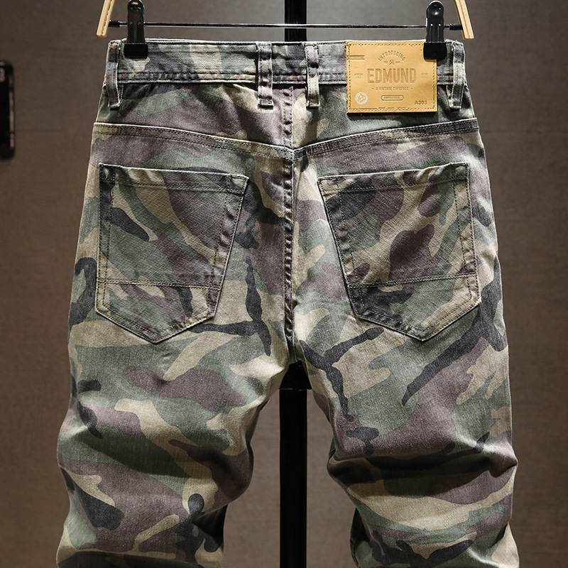 Muške uske ravne, rastezljive traperice europskog i američkog modnog brenda, radne traperice s prošivenim materijalom, oprane, ležerne, jesenske, nove