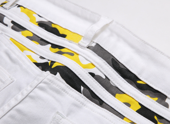 2022 Four Seasons Modne bijele kamuflažne traperice za muškarce European Station Moderne prošivene rastezljive muške traperice slim kroja