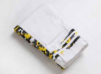 2022 Four Seasons Modne bijele kamuflažne traperice za muškarce European Station Moderne prošivene rastezljive muške traperice slim kroja