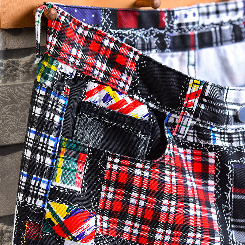 Ljeto 2024. Novi dizajn cvjetnih traper kratkih hlača za muškarce, moderne, univerzalne, široke, ravne, ležerne hlače