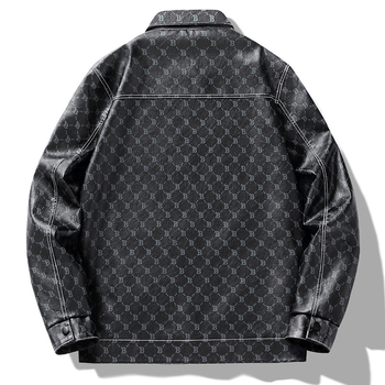 Φθινόπωρο και Χειμώνας, νέο ανδρικό PU δέρμα μόδας μοντέρνο δερμάτινο μπουφάν ανδρικό μπουφάν για νέους και μεσήλικες, ευέλικτο μπλουζάκι με γράμματα στο πέτο