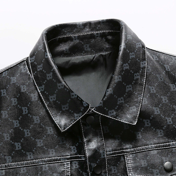 Φθινόπωρο και Χειμώνας, νέο ανδρικό PU δέρμα μόδας μοντέρνο δερμάτινο μπουφάν ανδρικό μπουφάν για νέους και μεσήλικες, ευέλικτο μπλουζάκι με γράμματα στο πέτο