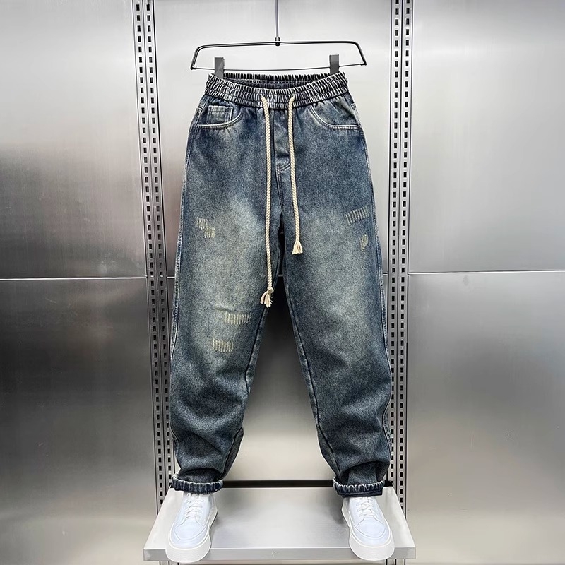 Jesenske i zimske nove moderne japanske retro traperice otporne na habanje, muške široke ravne traperice, ležerne hlače širokih nogavica