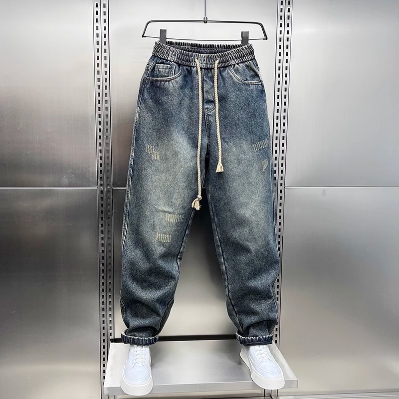 Jesenske i zimske nove moderne japanske retro traperice otporne na habanje, muške široke ravne traperice, ležerne hlače širokih nogavica