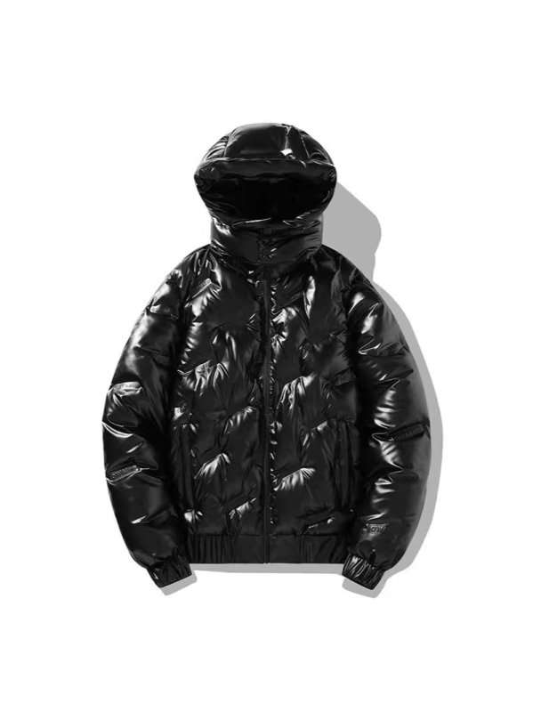 Uus saabumine läikiva moeka brändi meeste valge pardijakiga kapuutsiga eemaldatav paksendatud lahtine vabaajajakk