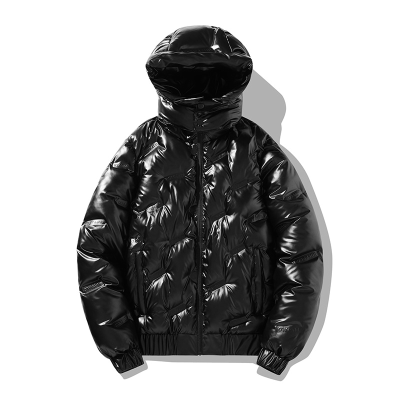 Uus saabumine läikiva moeka brändi meeste valge pardijakiga kapuutsiga eemaldatav paksendatud lahtine vabaajajakk