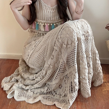 2024 Νέα Κορεάτικη Φούστα με Κέντημα σε Γραμμή Α, Απαλό, Βαρέως Τύπου, Ρετρό, Γαλλικό, Πλεκτό, Φούστα με Κοίλο Σχέδιο, σε Γραμμή Α, 663