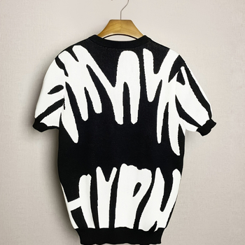 Ανδρικό πλεκτό μπλουζάκι Cross-Border με κοντομάνικο πουλόβερ, καλοκαιρινό, νέο στυλ, με στρογγυλή λαιμόκοψη, casual, αναπνεύσιμο, με μισά μανίκια