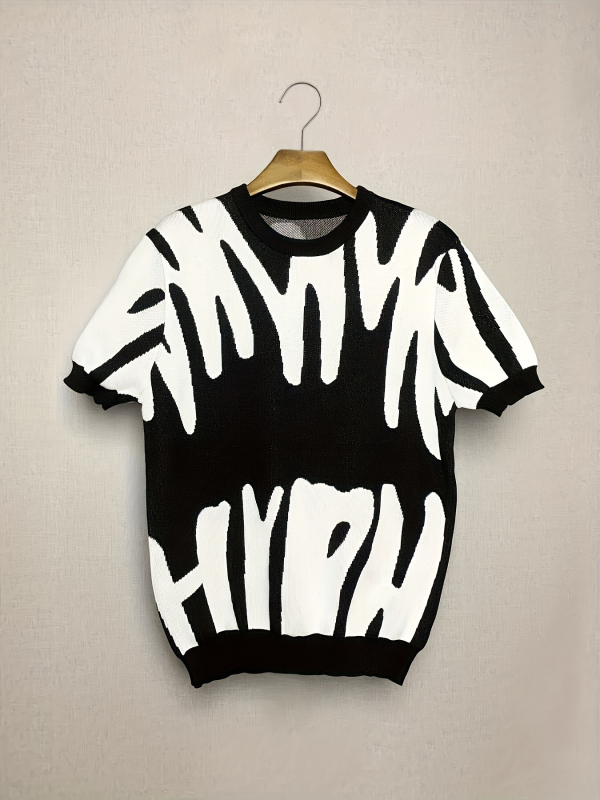 Pánske pletené tričko s krátkym rukávom Cross-Border, letné, nové, s okrúhlym výstrihom, ležérne, priedušné, s polovičným rukávom