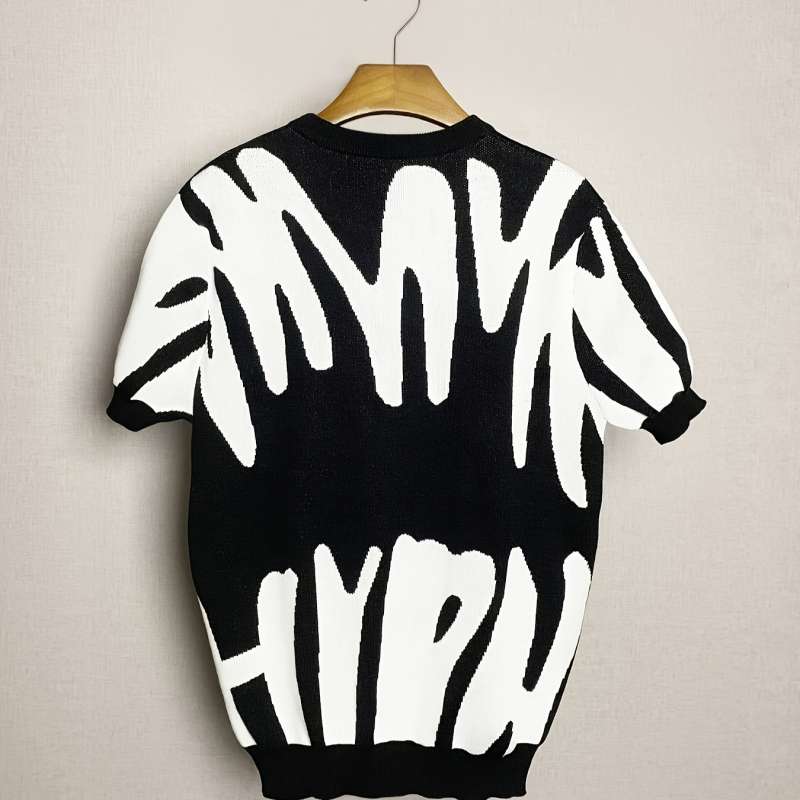 Pánske pletené tričko s krátkym rukávom Cross-Border, letné, nové, s okrúhlym výstrihom, ležérne, priedušné, s polovičným rukávom