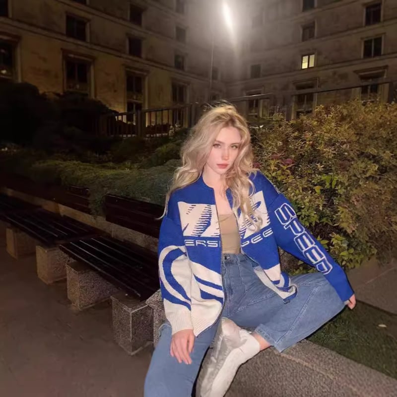 2025 Toamna și iarna Noua jachetă retro americană cu litere de imprimare la modă de brand punk vrac pentru femei cu fermoar uniformă de baseball