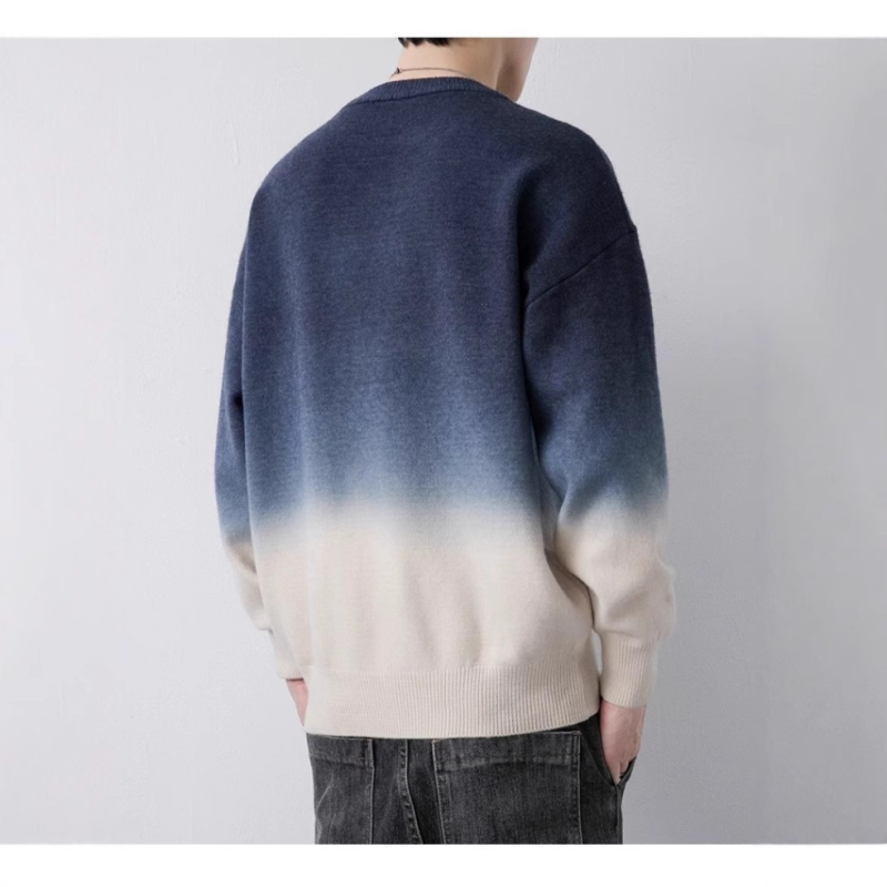 Novi jesenski i zimski muški džemper s postupnim uzorkom boje, modni brend, tinejdžerski, jednodijelni baršunasti pleteni casual džemper