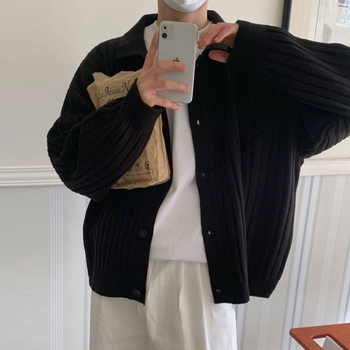 Ανδρικό Φθινοπωρινό Πουλόβερ με Πέτο και Ριγέ Ζακέτα MYQ, Κορεάτικο Στυλ, Χαλαρό Σχεδιασμό, Πλεκτό Μπλούζα Sense Niche