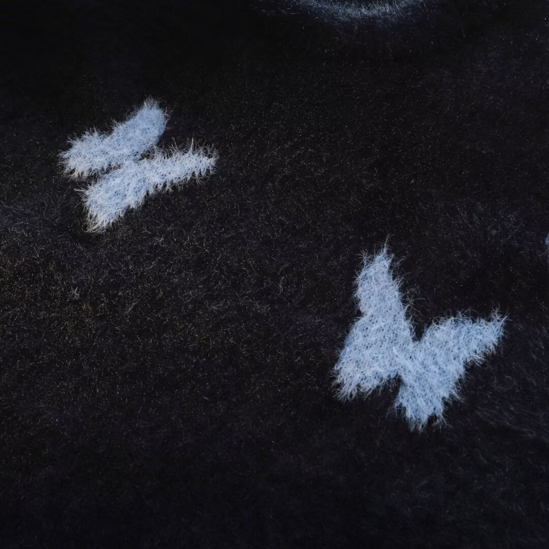 Pánsky jesenný a zimný pletený sveter z norkovej vlny Diablo Butterfly Jacquard, európska a americká atmosféra, voľný, ležérny