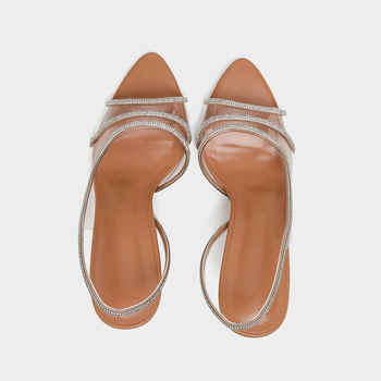 Διασυνοριακά παπούτσια με ψηλοτάκουνα, μυτερά, με αποστολή drop shipping, άνοιξη 2024, νέο στυλ, διαφανή κρυστάλλινα σανδάλια με λεπτό τακούνι και ψαρόσουπα