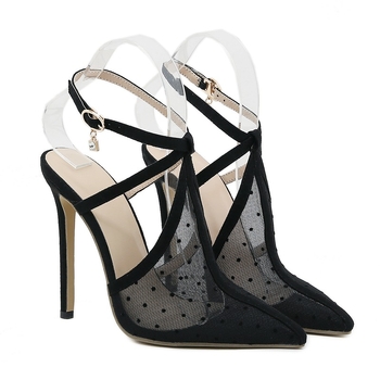 2023 European Station Fashion Σανδάλια με Μυτερές Δακτύλες και Ρηχό Στόμα, Άδεια Αγκράφα στο Πλάι, Κομψά, Γυναικεία Σανδάλια με Λεπτό Τακούνι και Πλέγμα