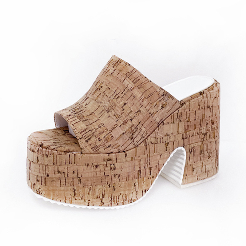 Letné papuče s otvorenou špičkou a dreveným vzorom, nepremokavé, na platforme, s hrubou podrážkou a hrubým opätkom, pre ženy, plus veľkosť Aliexpress
