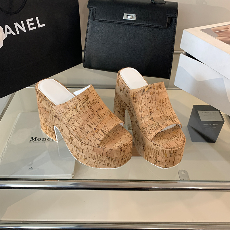 Letné papuče s otvorenou špičkou a dreveným vzorom, nepremokavé, na platforme, s hrubou podrážkou a hrubým opätkom, pre ženy, plus veľkosť Aliexpress
