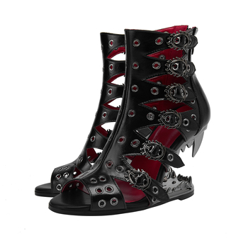 Ευρώπη και Ηνωμένες Πολιτείες διασυνοριακό εξωτερικό εμπόριο κυνόδοντες μονομάχων ανοιχτά δάχτυλα ρωμαϊκά παπούτσια plus size σανδάλια σε σχήμα δοντιού τακούνι μόδα γυναικεία σανδάλια