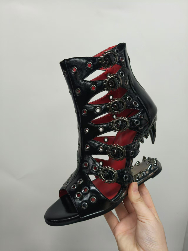 Europa i Sjedinjene Države prekogranična vanjska trgovina gladijatorskim očnjacima otvorenih prstiju rimske cipele plus size sandale s petom u obliku zuba modne ženske sandale