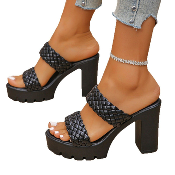 Παντόφλες μεγάλου μεγέθους εξωτερικού εμπορίου, γυναικείες καλοκαιρινές παντόφλες με ψηλό τακούνι, αδιάβροχη πλατφόρμα, all-match fashion tape, σέξι γυναικείες παντόφλες ψαροτούφεκο