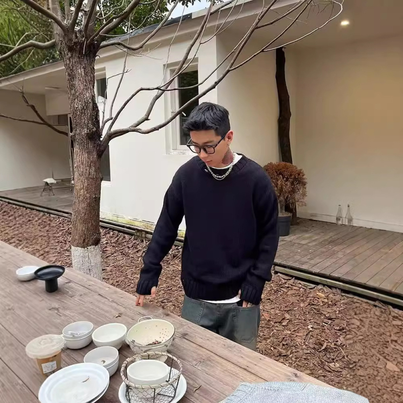 Jesenski i zimski zadebljani džemper za muškarce u korejskom stilu, modni labavi japanski pleteni džemper, zimski u hongkonškom stilu