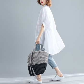 Ljetna japanska nova bucmasta djevojka zapadnjačkog stila koja smanjuje starenje trbuha, prekriva sprijeda kratka straga duga nepravilna plus size majica kratkih rukava